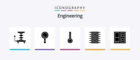 ingénierie glyphe 5 icône pack comprenant porte. bâtiment. thermomètre. connecter. ébrécher. Créatif Icônes conception vecteur