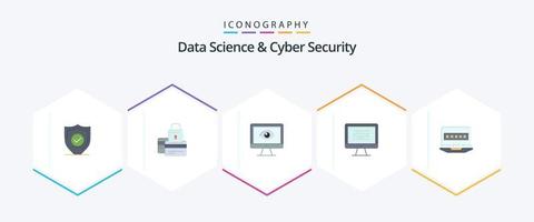Les données science et cyber Sécurité 25 plat icône pack comprenant données. montre. sécurisé. vidéo. intimité vecteur