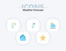 temps plat icône pack 5 icône conception. . Soleil. température. neige. temps vecteur