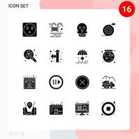 groupe de 16 solide glyphes panneaux et symboles pour direction utilisateur homme la gestion l'eau modifiable vecteur conception éléments