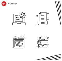 Stock vecteur icône pack de 4 ligne panneaux et symboles pour code Blog développement lettre retour d'information modifiable vecteur conception éléments