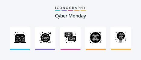 cyber Lundi glyphe 5 icône pack comprenant détail. prix. rabais. rabais. vente. Créatif Icônes conception vecteur