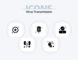 virus transmission glyphe icône pack 5 icône conception. médicament. santé se soucier. cible. traitement. goutte vecteur