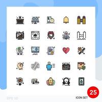 25 universel rempli ligne plat couleurs ensemble pour la toile et mobile applications ville du son régime notification alerte modifiable vecteur conception éléments