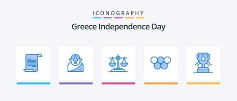 Grèce indépendance journée bleu 5 icône pack comprenant . Coupe. Irlande. décerner. grec. Créatif Icônes conception vecteur