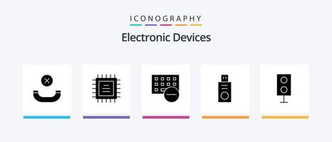 dispositifs glyphe 5 icône pack comprenant conférencier. électronique. gadget. dispositifs. éclat conduire. Créatif Icônes conception vecteur