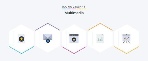 multimédia 25 plat icône pack comprenant . . Mac. présentation. analytique vecteur