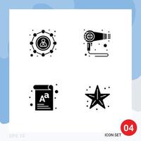 pack de 4 moderne solide glyphes panneaux et symboles pour la toile impression médias tel comme affilier document utilisateur cheveux planche modifiable vecteur conception éléments