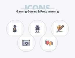 jeu genres et programmation ligne rempli icône pack 5 icône conception. panneau. administrateur. moteur. jeu. développer vecteur