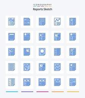 Créatif rapports esquisser 25 bleu icône pack tel comme page. données. papier. rapport. document vecteur