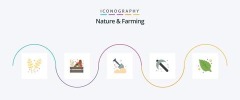 la nature et agriculture plat 5 icône pack comprenant vert. outil. agriculture. bêche. agriculture vecteur
