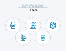 Canada bleu icône pack 5 icône conception. feuille. feuille. rivière. l'eau pot. bouilloire vecteur