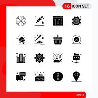 Stock vecteur icône pack de 16 ligne panneaux et symboles pour roue brouette navigateur utilisateur la gestion modifiable vecteur conception éléments