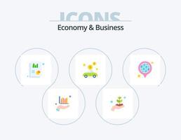 économie et affaires plat icône pack 5 icône conception. mondial. argent. graphique. investissement. voiture vecteur