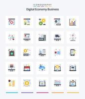 Créatif numérique économie affaires 25 plat icône pack tel comme économie. graphique. argent. numérique. clavier vecteur