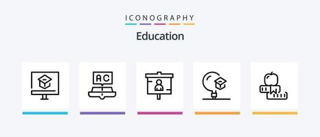 éducation ligne 5 icône pack comprenant connaissance. livre. école. université. éducation. Créatif Icônes conception vecteur