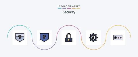 Sécurité ligne rempli plat 5 icône pack comprenant . sécurité. Sécurité vecteur
