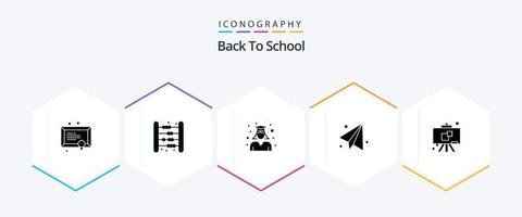 retour à école 25 glyphe icône pack comprenant tableau noir. éducation. mathématiques. retour à école. école vecteur