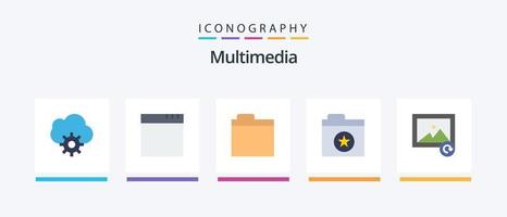 multimédia plat 5 icône pack comprenant . préféré. photo. Créatif Icônes conception vecteur