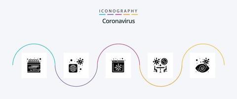 coronavirus glyphe 5 icône pack comprenant recherche. équipe. navigateur. réunion. banni vecteur