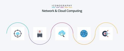 réseau et nuage l'informatique plat 5 icône pack comprenant . disque. technologie. l'informatique. La technologie vecteur