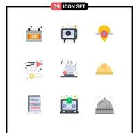 Stock vecteur icône pack de 9 ligne panneaux et symboles pour tasse objectif carte Achevée accomplir modifiable vecteur conception éléments