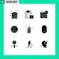 ensemble de 9 commercial solide glyphes pack pour gens Humain pâte avatar naviguer modifiable vecteur conception éléments