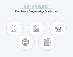 Matériel ingénierie et l'Internet ligne icône pack 5 icône conception. Infrastructure. distribution. intelligent. technologie. puce électronique vecteur