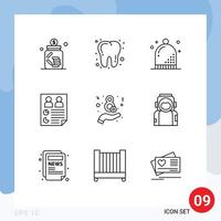 pack de 9 moderne grandes lignes panneaux et symboles pour la toile impression médias tel comme utilisateurs papier fête page hiver modifiable vecteur conception éléments