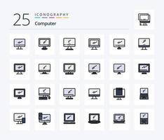 ordinateur 25 ligne rempli icône pack comprenant appareil. ordinateur. imac. mobile. dispositif vecteur