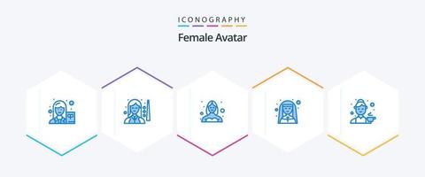 femelle avatar 25 bleu icône pack comprenant religieuse. femme. femmes. église. profil vecteur