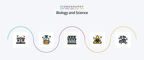 la biologie ligne rempli plat 5 icône pack comprenant recherche. laboratoire. plante. éducation. biologique vecteur