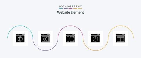 site Internet élément glyphe 5 icône pack comprenant diviser. présentation. site Internet. l'Internet. site Internet vecteur
