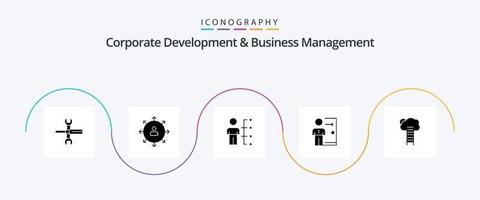 entreprise développement et affaires la gestion glyphe 5 icône pack comprenant homme. employé. carrière. capacités. façons vecteur