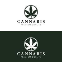 modèle de logo de cannabis avec feuille de marijuana en cercle. graphique de conception de logo vectoriel cannabis