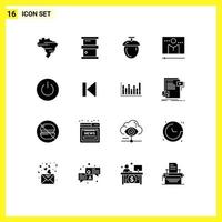 Stock vecteur icône pack de 16 ligne panneaux et symboles pour Puissance interface des noisettes joueur médias modifiable vecteur conception éléments