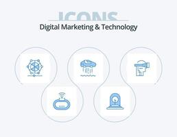 numérique commercialisation et La technologie bleu icône pack 5 icône conception. virtuel. auto. nouveau. personnel. Les données vecteur