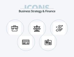 affaires stratégie et la finance ligne icône pack 5 icône conception. signature. document. dollar. bloc-notes. loi vecteur