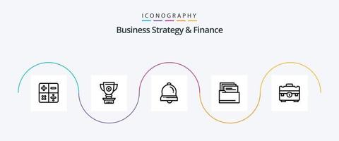 affaires stratégie et la finance ligne 5 icône pack comprenant des dossiers . réussite . Noël cloche. cloches vecteur