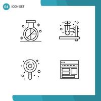 ensemble de 4 moderne ui Icônes symboles panneaux pour moteur des gamins optimisation à base de plantes tester bonbons modifiable vecteur conception éléments