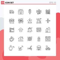 mobile interface ligne ensemble de 25 pictogrammes de dactylographie interface document clavier dessert modifiable vecteur conception éléments