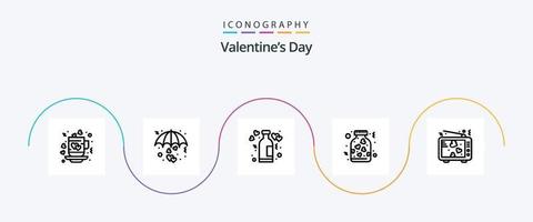 valentines journée ligne 5 icône pack comprenant l'amour. cœur. parapluie. du vin. l'amour vecteur