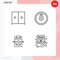 4 Créatif Icônes moderne panneaux et symboles de meubles réglages haltère flux de travail diamant modifiable vecteur conception éléments