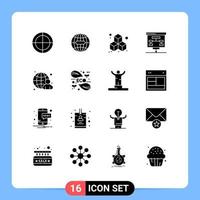 universel icône symboles groupe de 16 moderne solide glyphes de l'Internet globe boîte homme d'affaire présentation modifiable vecteur conception éléments