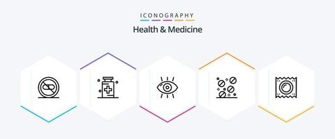 santé et médicament 25 ligne icône pack comprenant comprimés. médicament. hôpital. santé. aptitude vecteur