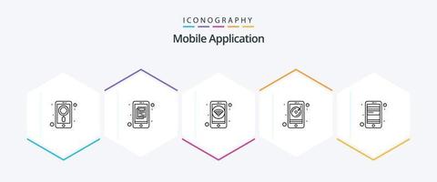 mobile application 25 ligne icône pack comprenant carte. application. Podcast application. l'audio vecteur