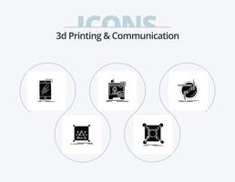 3d impression et la communication glyphe icône pack 5 icône conception. machine. 3d. données. Téléphone. téléphone vecteur