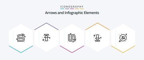 La Flèche 25 ligne icône pack comprenant flèches. complet. flèches. bas. Télécharger vecteur