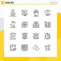 16 utilisateur interface contour pack de moderne panneaux et symboles de chimie biochimie Humain une analyse lumière modifiable vecteur conception éléments