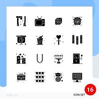 ensemble de 16 commercial solide glyphes pack pour de l'alcool graphique livraison affaires vente modifiable vecteur conception éléments